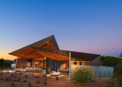 Dancing Light evening shot. Paradise Valley Modern architecture