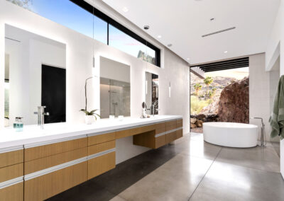 Architecture Photography of Custom primary bathroom interior architecture at Desert Jewel Residence by award-winning, regionally inspired custom residential architectural firm Kendle Design Collaborative