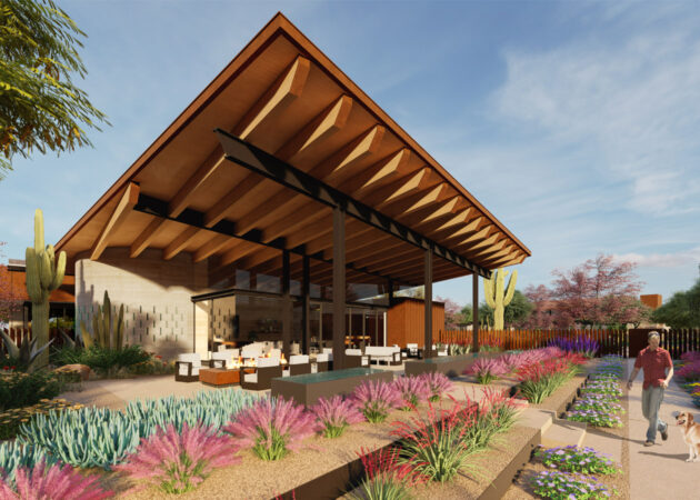 Architecture Rendering of Custom modern landscape design at Cattletrack Compound by award-winning, regionally inspired custom residential architectural firm Kendle Design Collaborative