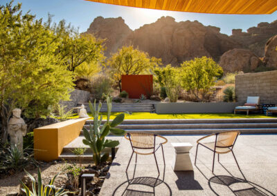 Custom modern landscape design at Echo Canyon Residence by award-winning, regionally inspired custom residential architectural firm Kendle Design Collaborative featured in Restless Living Magazine