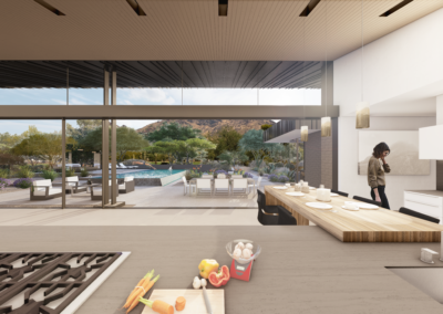 Architecture Rendering of custom kitchen in Fairway Vista Residence by award-winning, regionally inspired architectural firm Kendle Design Collaborative