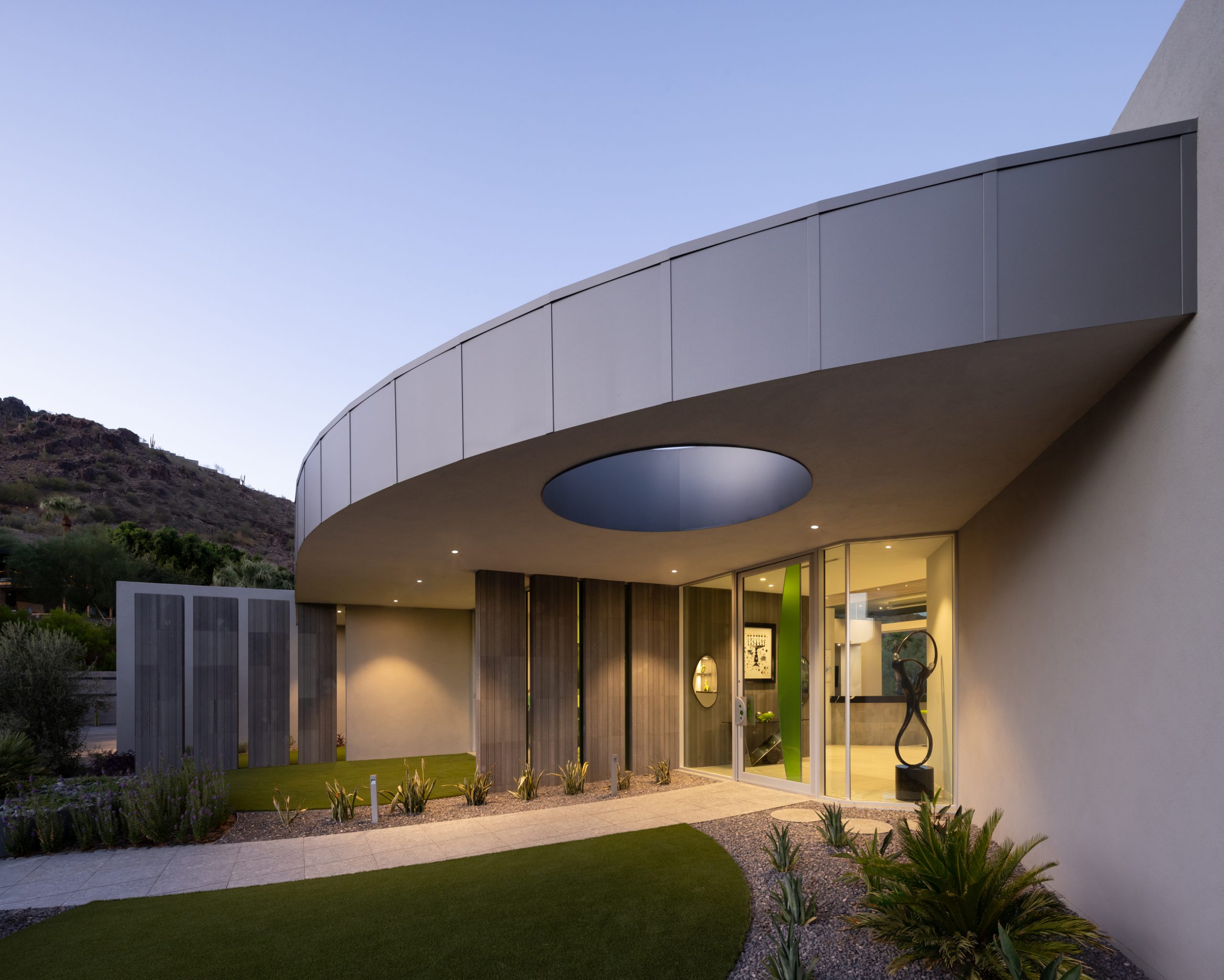 KendleDesign_ParadiseHills_0986-Pano entrance approach at custom Echo Canyon residence